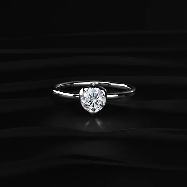 Heart Shaped Round Solitaire Ring - 4cJewel